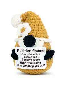 Inspirational Crochet Positive Gnome,Encouragement Gifts,Emotional Uplifting Support Gifts for Women Men Friends,Coworkers,Birthday Gift Handmade Funny Cute Small Easter Gnome,teacher Appreciation