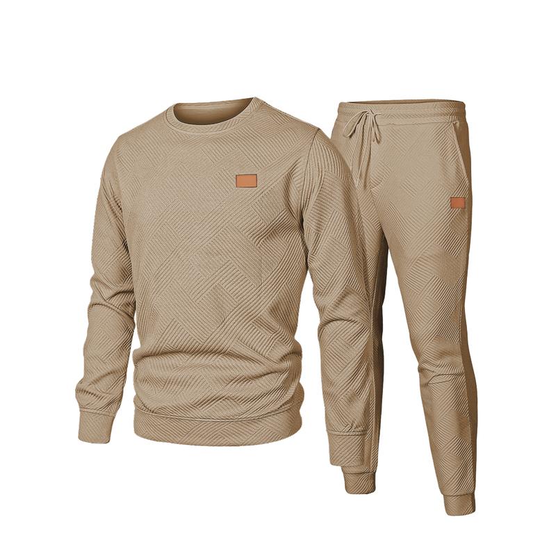 Dokotoo Men's 2 Piece Sweatsuits Outfits Casual Crewneck Jacquard Sweatshirt Joggers Sweatpants Set Tracksuit High Quality Fabric Classic Design Perfect for Fall Winter Spring