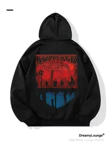 Stranger Things Graphic Hoodie, Loose-Fitting Casual Sweatshirt, Breathable Home Wear, Fall & Winter Fashion, Unisex Comfort Fit