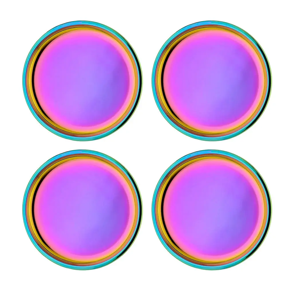 Ahimsa Stainless Steel Purposeful 9" Plates (Set of 4) for Adults, Kids, and Toddlers in Rainbow