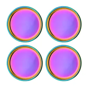 Ahimsa Stainless Steel Purposeful 9" Plates (Set of 4) for Adults, Kids, and Toddlers in Rainbow