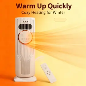 Space Saving Bladeless Tower Fan & Heater, 2-in-1 Design, Remote Included, 3 Speeds 2 Heat Levels, Ice Water Cooling