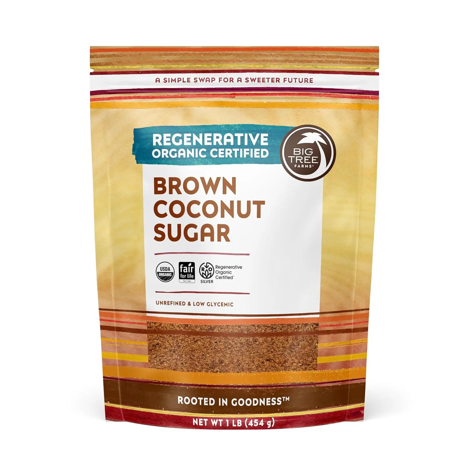 Big Tree Farms Organic Sweet Brown Coconut Palm Sugar - Unrefined Fine Crystals, Cane Sugar Replacement, Coconut Blossom Nectar, Vegan, Ideal for Baking - 1 lb (Pack of 1)