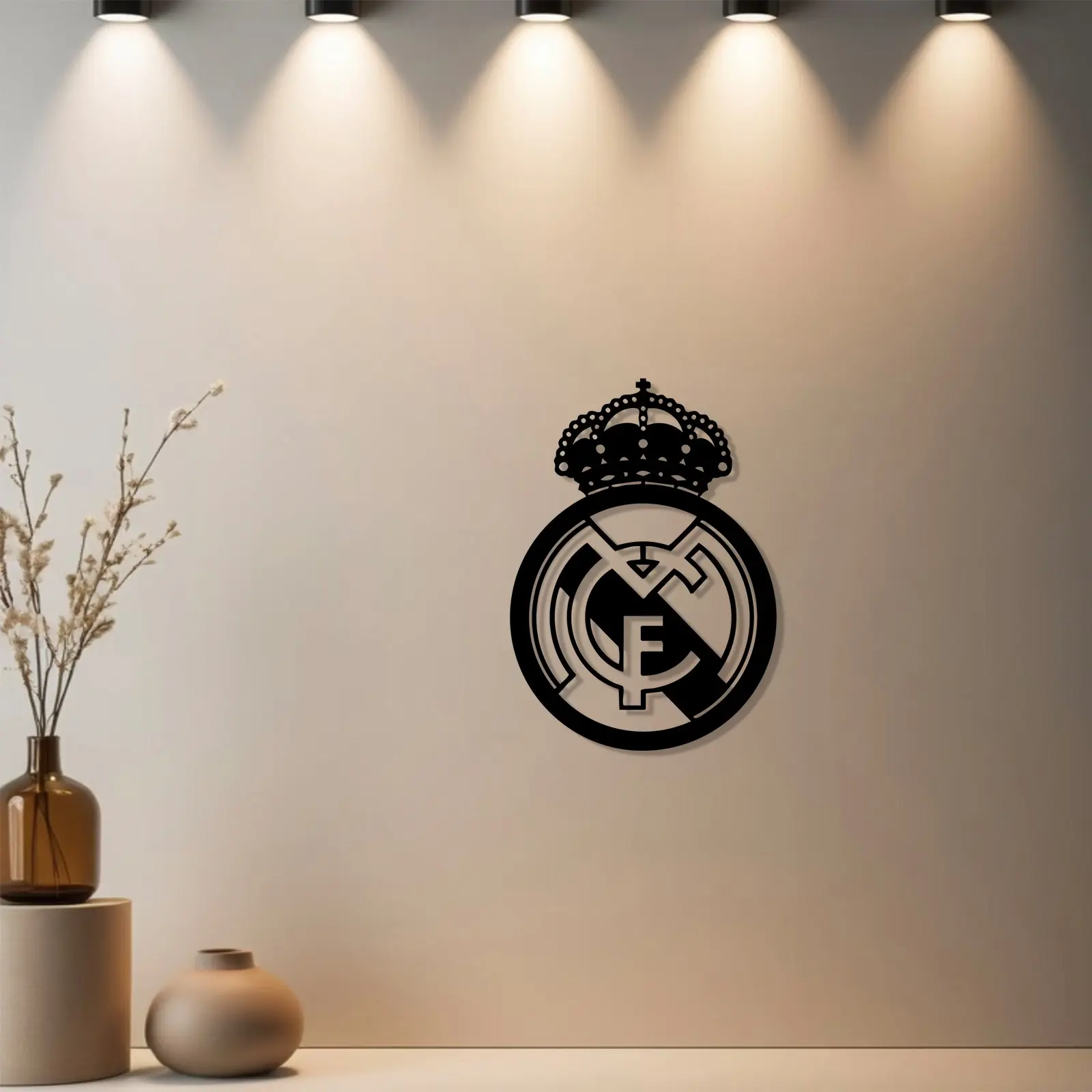 Housewarming Gift, 1pc Real Madrid Crest Metal Wall Decor, Metal Wall Art, Real Madrid Crest Statue Mural with Premium Finish, Modern Home Decor, Gift for Anniversary, New Home, Christmas, Housewarming & Winter Gifts - Metal Wall Sculptures
