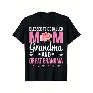 GGOR Blessed to Be Called Mom Grandma Great Grandma| Casual Crew Neck T-Shirt, Super Soft, Summer Breathable Tee - Perfect for Easter, St Patrick'S Day, Valentine'S Day, Mother'S Day