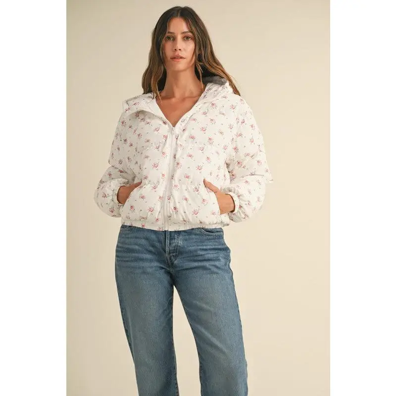 Floral Hooded Puffer Jacket