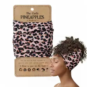 Curly Pineapple Headband for Women, Extra Wide Stretchy Sleep Scarf for Thick Curly & Coily Hair, Anti-Frizz Night Hair Wrap, Extra Wide Stretchy Headbands for Curly Hair & Coily Textured, Anti-Frizz Night Tube Scarf for Women, Breathable Gym Wrap Headban