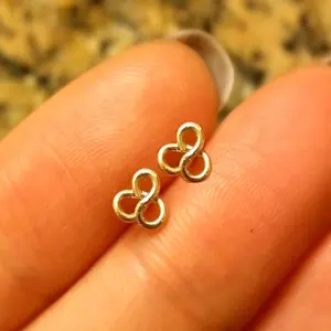 Wire Trinity Earrings • Dotted Lobe Stud • Goldfill Earrings • Teeny Tiny Dot Studs • Dainty Tiny Earring • Small Gold Studs • Handmade Gift