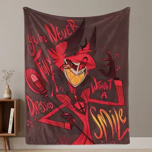 Hazbin Hotel Alastor Blanket Soft Plush Fleece Throw for Couch Bed Gaming Room Cozy Warm Lightweight Anime Blanket for Cartoon Fans Bedroom Decor Gift for Horror Animation Lovers