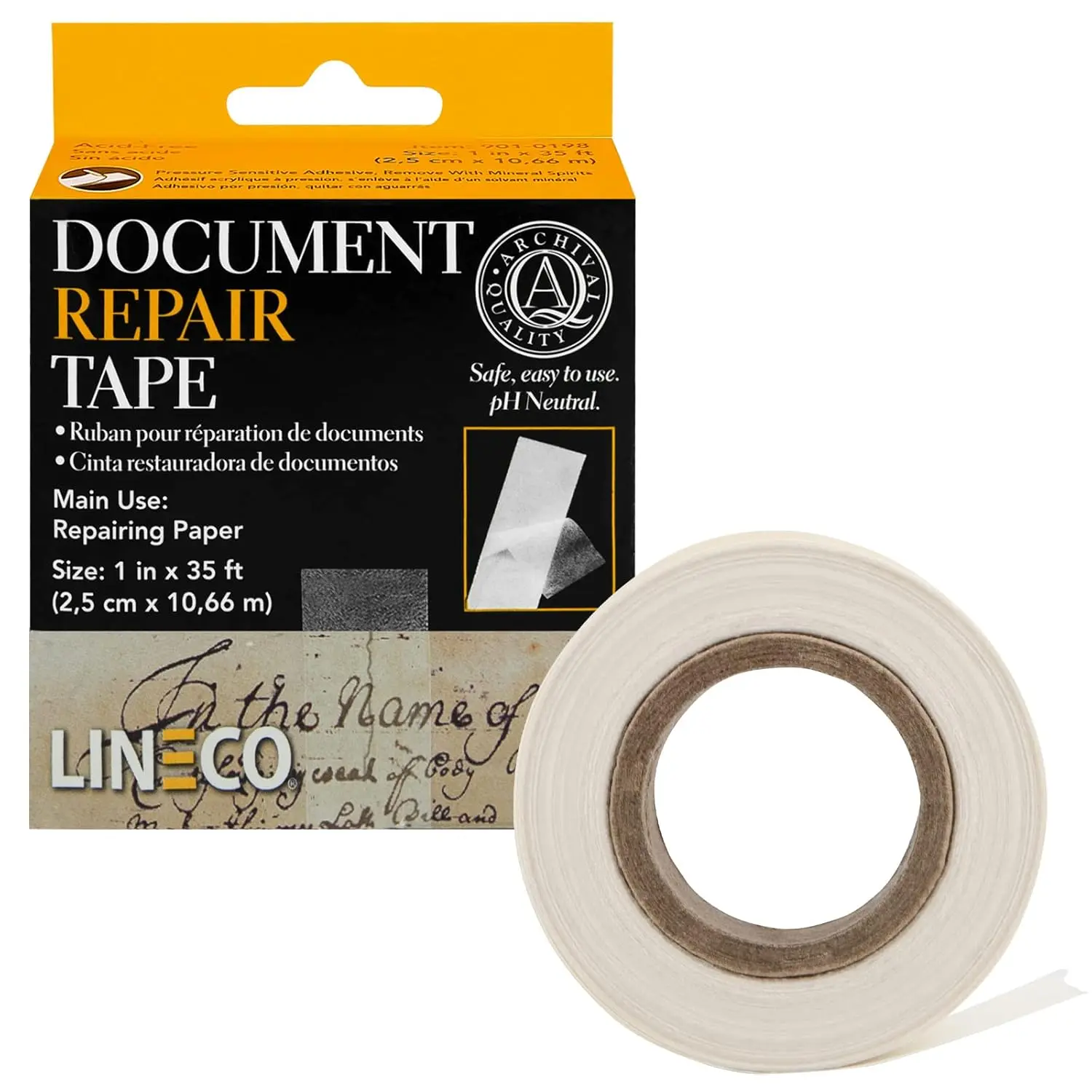 Archival Document Repair Tape 1 Inch x 35 Feet Acid-Free Translucent, for Repairs Paper, Ephemera, Photos, Print and Artwork, Pack of 1