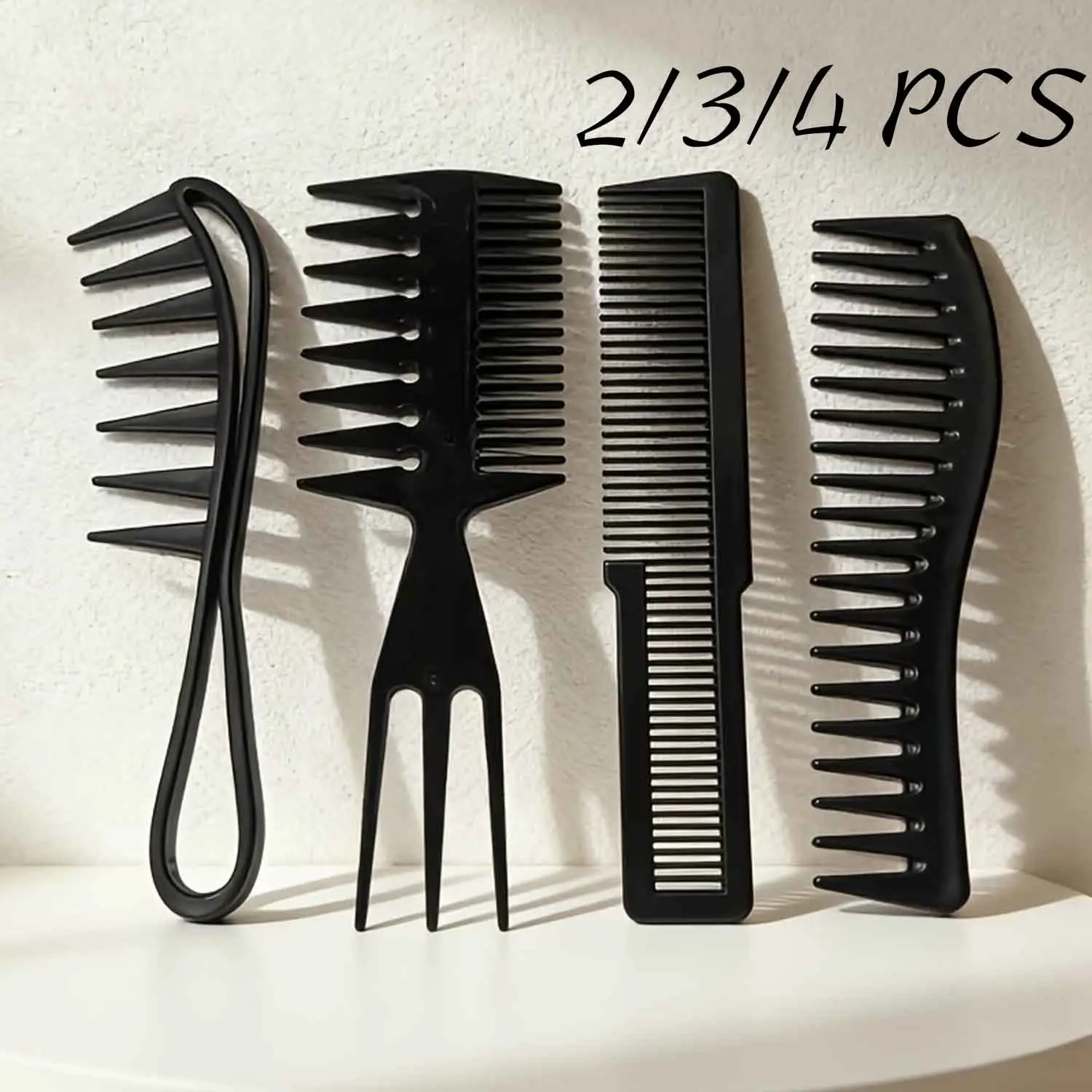 Wide-Tooth Shark Comb for Curly and Thick Hair, Large Tooth Detangling Texture Comb for Wet, Wavy and Natural Hair, Professional Hair Styling Tool for Salon, Barber and Daily Use, Detangling Hairbrush, Hair Care Comb