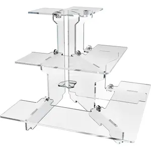 Acrylic Riser Display Shelf for Amiibo POP Figures,Perfume & Cologne Organizer,3 Tier Cupcake Stand Desserts Holder,Crystals Collectibles Decoration on Tabletop (L-Display Platform)