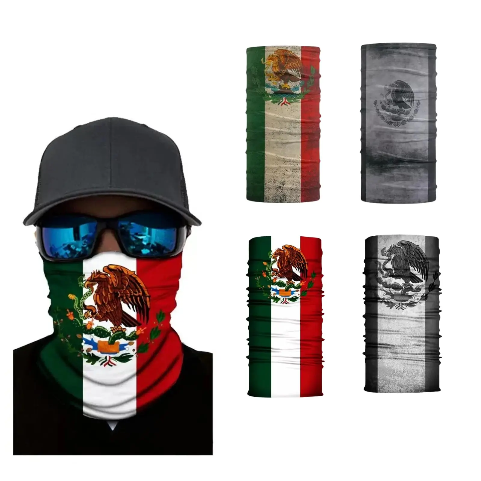 4 Pack Mexican Flag Face Mask Neck Gaiter Uv Protection Bandana  Balaclava Scarf Windproof Cover