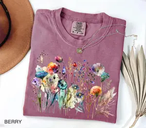 Comfort Colors Boho Cottagecore Tshirt, Wildflowers T-shirt, Vintage Pressed Flowers Tee, Botanical Floral Tshirt, Gift for Gardener, Floral