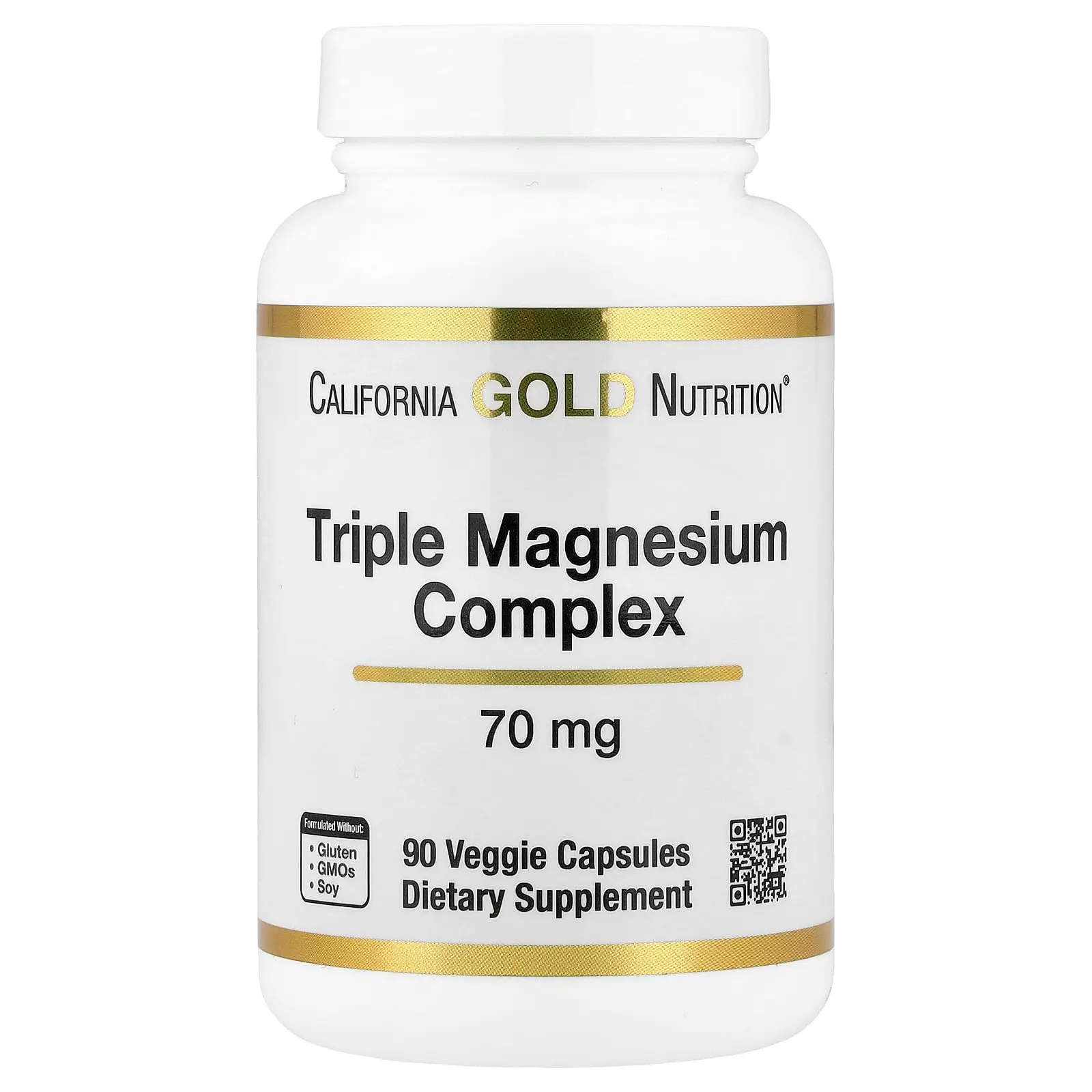California Gold Nutrition Triple Magnesium Complex, 70 mg , 90 Veggie Capsules