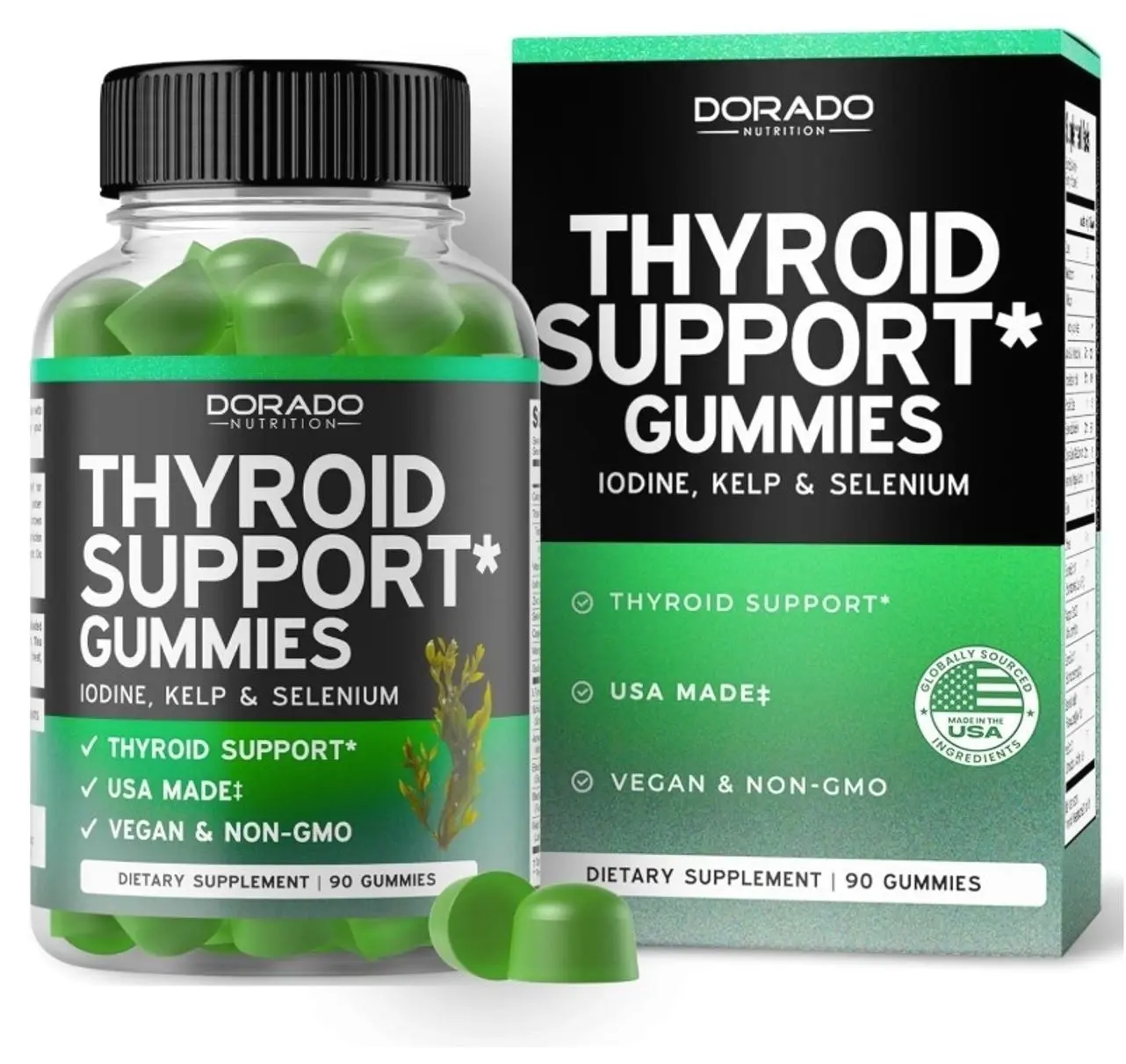 Thyroid Support For Women & Men (90 Gummies) Ashwaganda, Iodine, Bladderwrack, Kelp, & Schisandra - Support Supplement - Delicious Apple Flavor - Non-GMO, Vegan & Gluten-Free (90 Count)