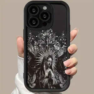 Cross Pattern Case for IPhone 16 15 14 Pro Max 13 12 11 XR XS Plus Shockproof Full Camera Protection Durable Slim Silicone Cover Gifts for Women Men Girls Boys