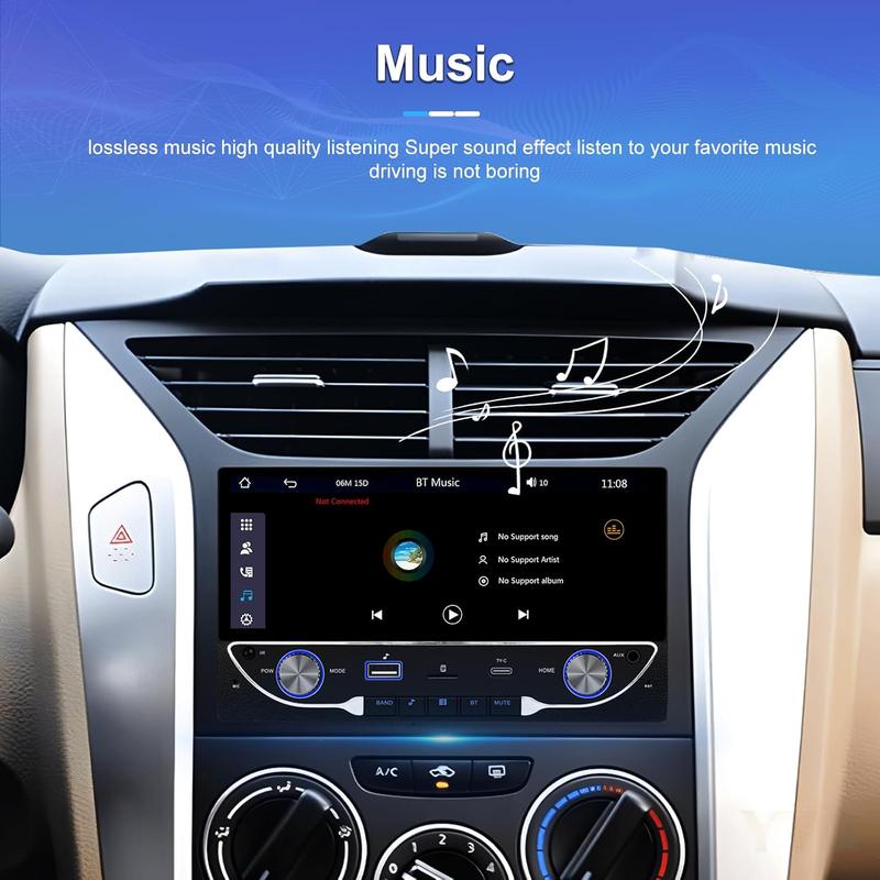 Hikity Double Din Car Radio with Wireless CarPlay Android Auto, Auto Radio with Bluetooth Hands-Free 6.86 Inch Touch Display Radio support DVR FM/EQ/AUX+Rear View camera