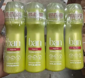 BAN Regular Invisible Roll-On Antiperspirant Deodorant, 4-Pack (4 x 3.5 fl oz)