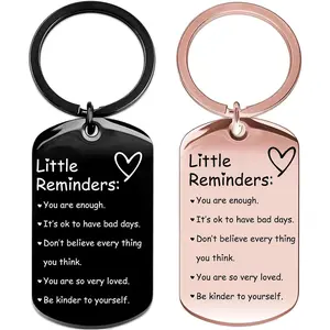 2 Pcs Little Reminders keychains for women Men Gifts Uplifting Mental Health confirmation You Are Enough Keyring Black & Rose Gold