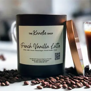 FRENCH VANILLA LATTE SCENTED CANDLE, COCONUT APRICOT, PERFECT FOR GIFT premium candle Aroma Decor