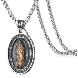 St Christopher/George/Michael/Jusus/Mary Necklace for Men Stainless Steel Patron Saints Medallion