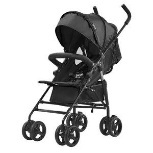 VEVOR Lightweight Stroller, Compact Easy Fold MultiPosition Recline Canopy Backrest, Carbon Steel Frame, Large Storage Basket, Cup Holder, Umbrella Toddler Baby Stroller for Travel and More, Black