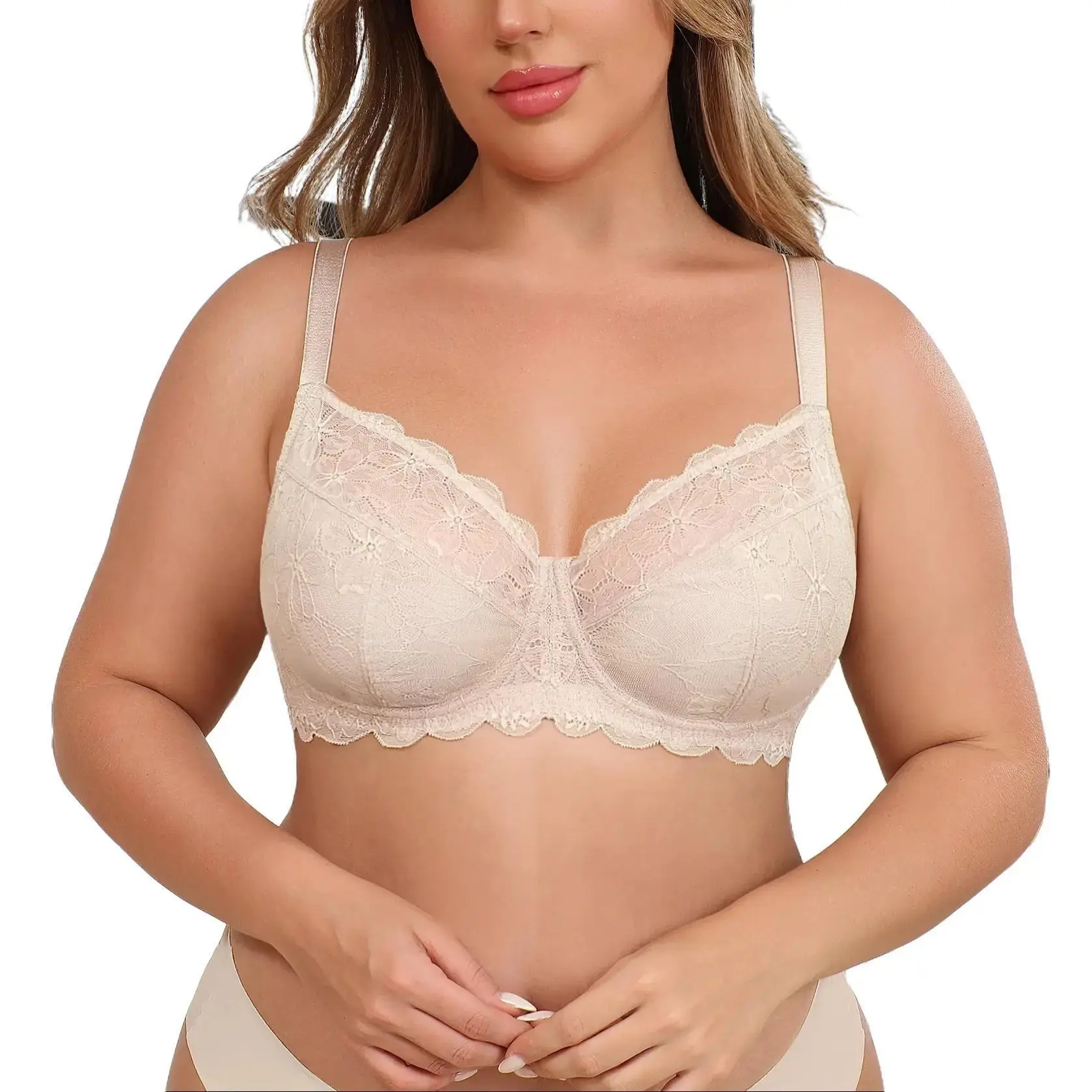 Lace Bras for Women Full Coverage Lifting Underwire Everyday Bra for Large Bust