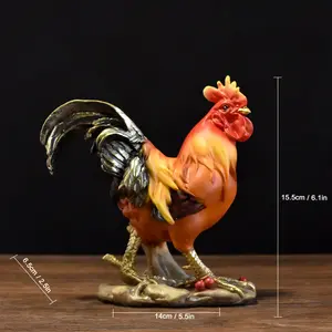 New artificial rooster ornament, golden rooster animal statue, home decoration, decorative figurines, office, living room, wine cabinet, resin craft