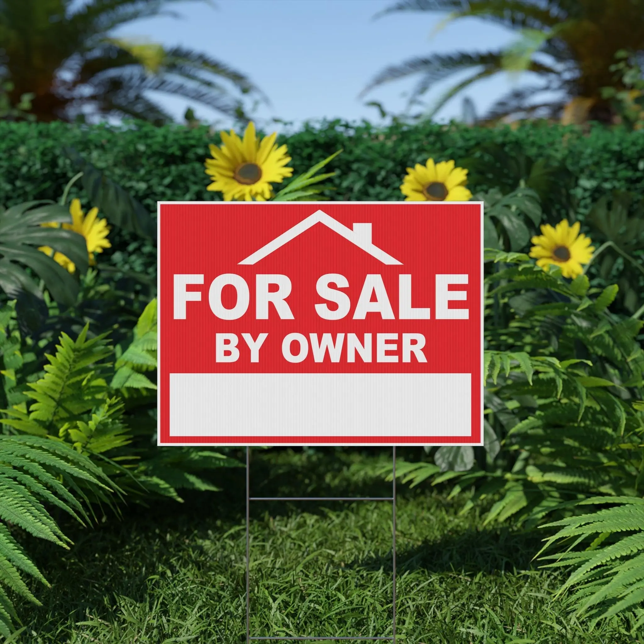 For Sale by Owner Yard Sign, Double Sided, Weatherproof, Includes H-Stakes