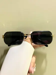 Narrow Frame Rectangular Glasses, Vintage Fashion Decorative Eyewear for Men and Women, Metal Hinges with PC Lenses