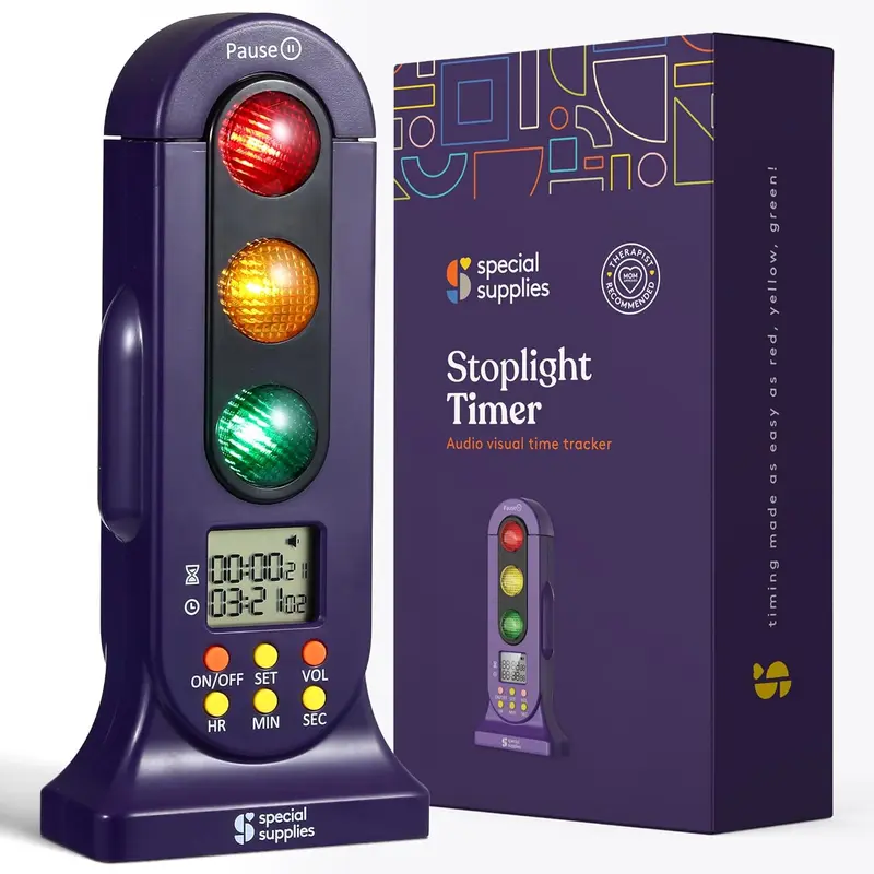 Special Supplies Stoplight Timer - Digital Countdown Timer with Visual & Audio Cues for Kindergarten Classrooms, Sensory Rooms, Schools, and Bedrooms