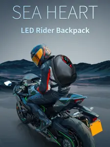 Loy Ocean Heart LED Smart Cycling Motorcycle Backpack, Street Style, All Seasons, Solid Pattern, Abs Material, Durable Design