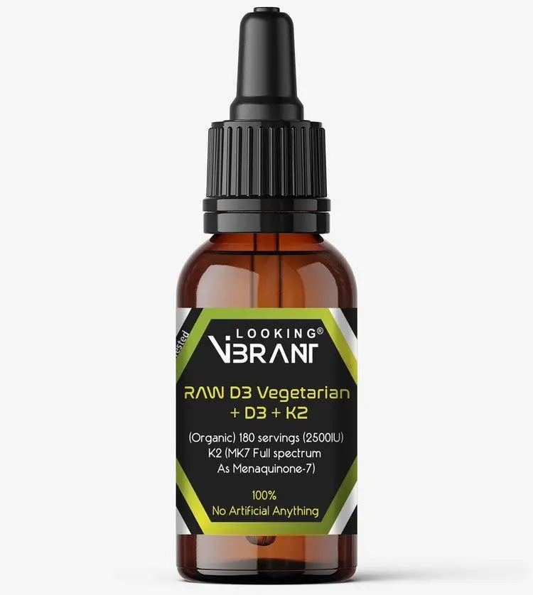 RAW D3 VEGETARIAN + K2 (Liquid drops. 180 Servings) Healthcare Oil Vitamin Glass Skincare