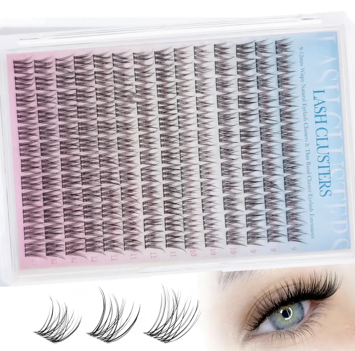 SOSIAYCICI Natural Fluttering Fluffy Eyelash Clusters, Anime Lashes, Fluffy False Eyelashes, DIY Extensions, DIY Home Application, 9-12mm 168pcs DIY at Home Makeup Cosmetic SummerVibe