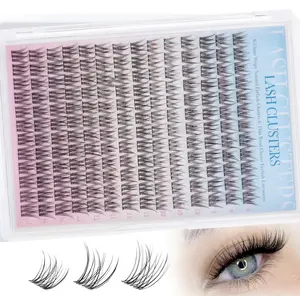 SOSIAYCICI Natural Fluttering Fluffy Eyelash Clusters, Anime Lashes, Fluffy False Eyelashes, DIY Extensions, DIY Home Application, 9-12mm 168pcs DIY at Home Makeup Cosmetic SummerVibe