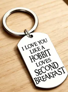 "i Love You Like a Hobbit Loves Second Breakfast" Engraved Keychain, Unique Gift Idea, Perfect for Fans of Tolkien