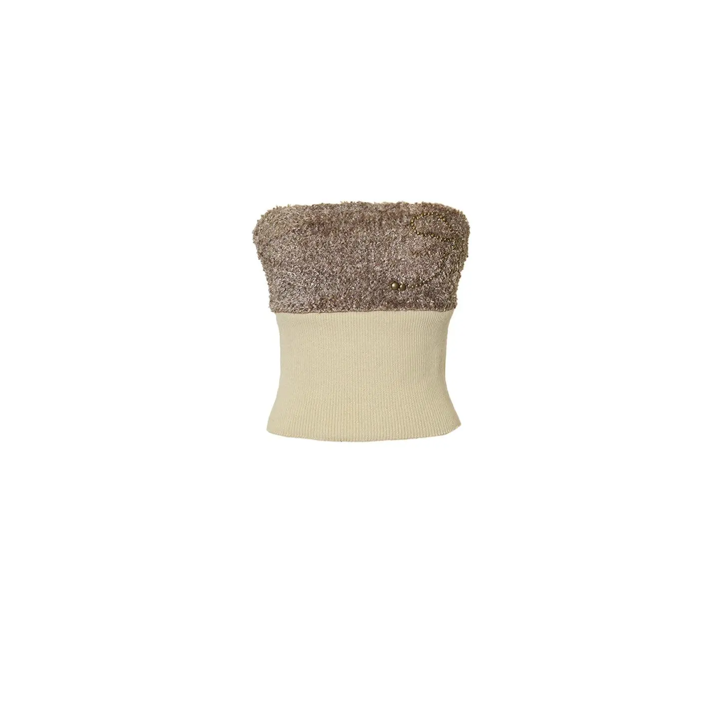 Ribbon Stud Fuzzy Tube Top