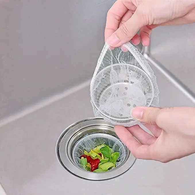 Kitchen Sink Strainer Mesh Bag- 100 PCS Disposable Sink Net Strainer Filter Bags for Sink Drain for Collecting Kitchen Food Waste Leftover Garbage