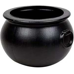 PMU Halloween Cauldron - Blow Mold Plastic Party Accessory - Candy Holder for Kids - Halloween Party Favors & Supplies - Black (1/Pkg) Pkg/1