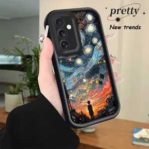Creative Starry Sky Boy New Black Phone Case for Samsung Galaxy S26 S25 S24 S23 S22 S21 Fe Plus Ultra A13 A14 A15 A16 A17 A33 A34 A35 A36 A52 A53 A54 Note20. Silicone