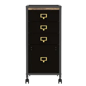 Mobile filing cabinet with 2/3/4 fabric drawers - Vertical rolling file organizer for letters/A4- Under table storage with wheels for home offices - Compact black sturdy cabinet hardware