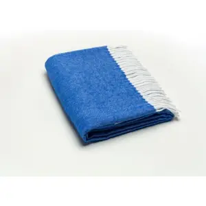 50" X 60" Royal Blue And White Woven Herringbone Plush Throw Blanket