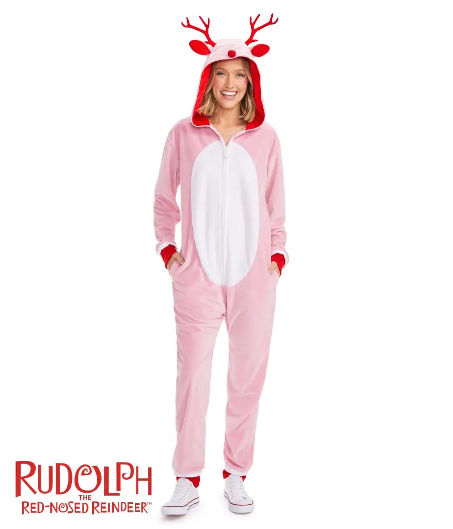 Women's Pink Rudolph Jumpsuit
