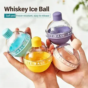 Silicone ice ball mold (for whiskey) - Round mold with lid, suitable for cocktails, bourbon whiskey, and beverages: Home and kitchen supplies