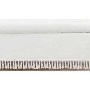 Sweet Jojo Designs Ivory Gender Neutral Boho Bohemian Girl Boy Baby Nursery Crib Bed Skirt Dust Ruffle - Solid Color Beige Cream Off White Farmhouse Chic Unisex Minimalist Tassel Fringe Macrame Cotton