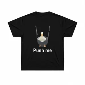 Push Me Duck on Swing Tee | Cute Duck Unisex Cotton T-Shirt