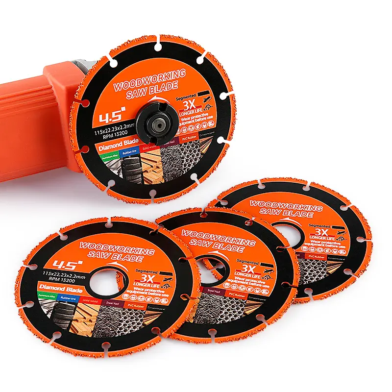 LOZLIN 2-Pack 4.5In Alloy Grit Cutting Discs for Angle Grinders, 7/8-Inch Arbor Anti-Kickback Multi-Material Blades for Nail-Embedded Wood, PVC and Plastic