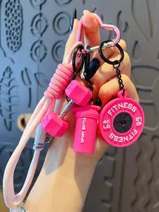 Fitness Keychain Set, Msilicone Dumbbell Kettlebell Weight Plate Keychain, Cute Gym Accessories, Unisex Gift, High-Quality Fashion Jewelry, Keychain Pendant
