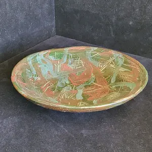 Unique Studio Art Pottery Bowl Decorative Glazed Stoneware Footed Pedestal